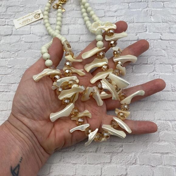 Amrita Singh Shell Crystal Statement Necklace - Picture 1 of 5